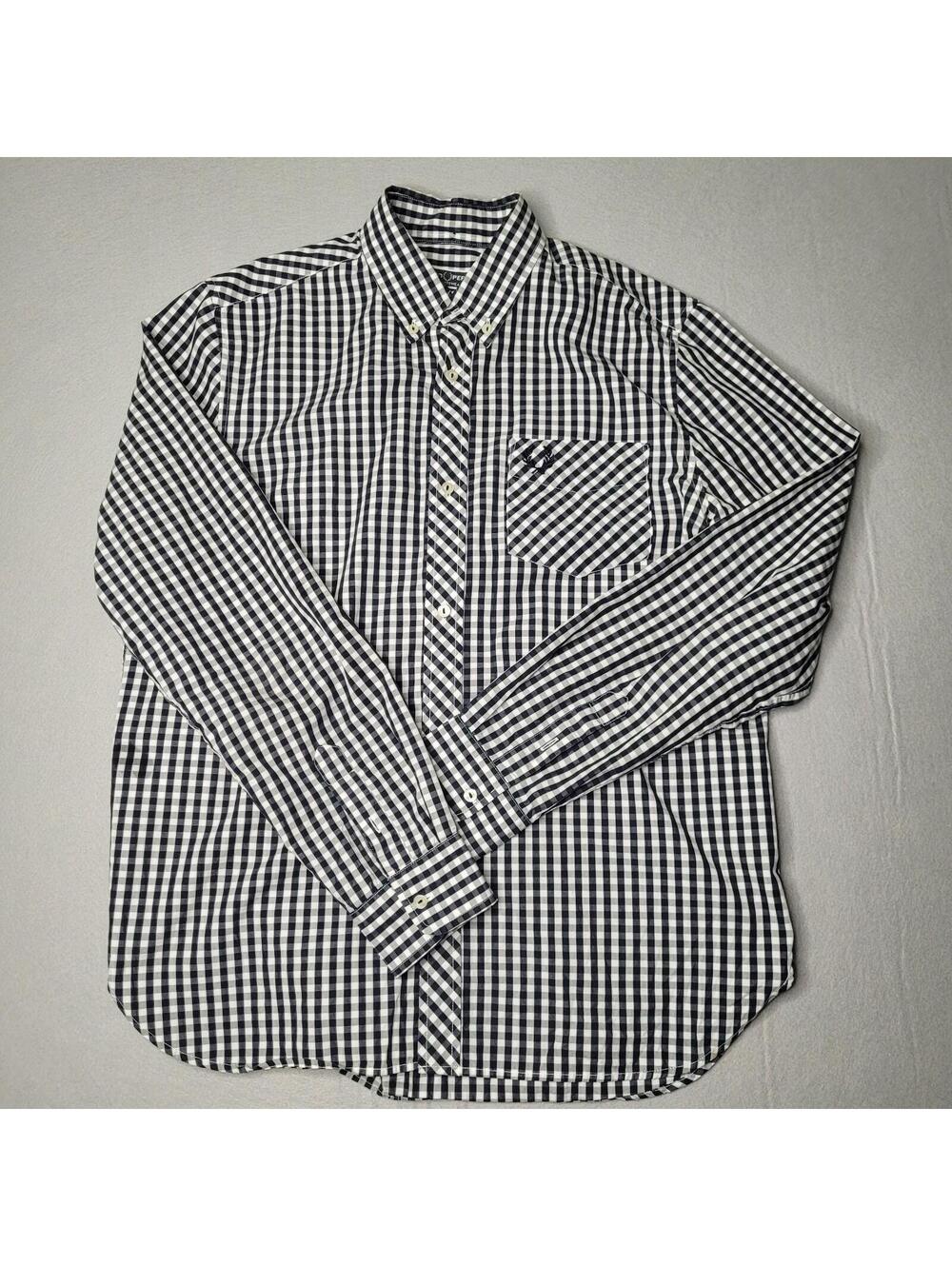 FRED PERRY Shirt Mens MEDIUM (40") Long Sleeve Black and White Check
